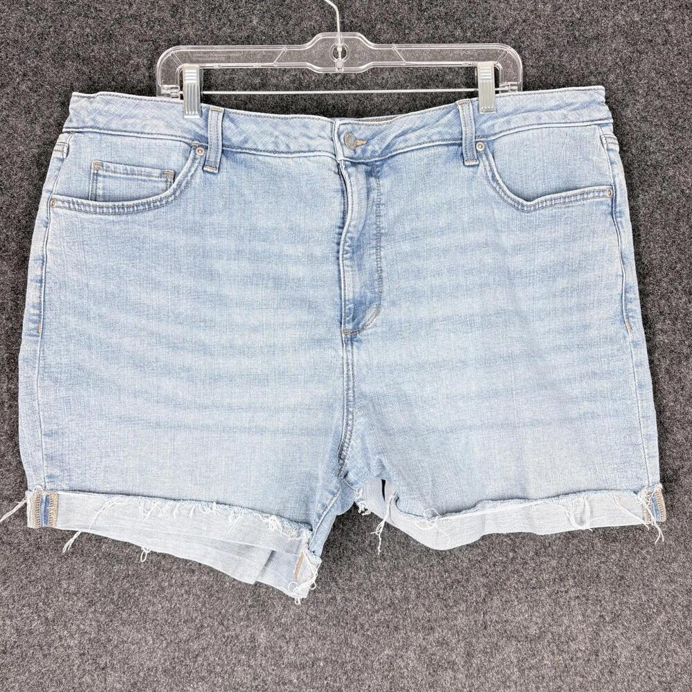 Sonoma Shorts Women 20W Plus Blue Denim Light Wash High Rise Cuffed Chino Casual